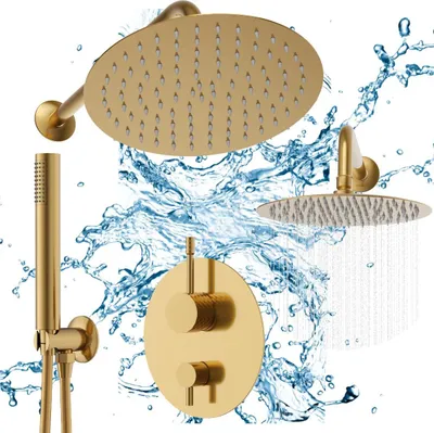 Obrázok produktu pre Granitan | Skrytá sprchová súprava - 250 mm - Brúsené zlato - Moderný dizajn - Čistá funkčnosť