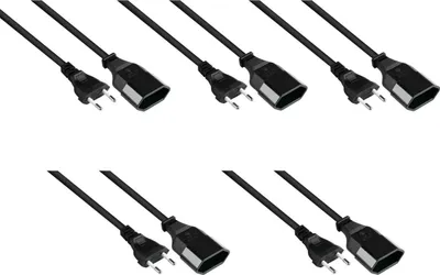 Image de Rallonge Euro de type C avec prise Euro, 5 x 5 m, noir, 0,75 mm²