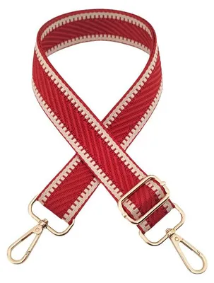 Produktbild von Verstellbarer Schultergurt für Taschen - 72-130 cm Länge und 3,8 cm Breite - Ersatz-Tragegurt mit Karabiner für Handtaschen - Rot