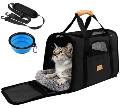 Image de Cage de transport pour animaux, maille respirante, design pliable, noir