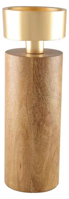 Produktbild von Kerzenhalter aus Holz und vergoldetem Metall, 23 cm