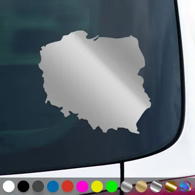 Produktbild von PantherPixel Polen Aufkleber Umriss Karte Kontur Polska Sticker Auto Geschenkidee Farbe Silber