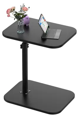 Produktbild von C-förmiger Beistelltisch - Sofa- und Nachttisch - 360° drehbar - Höhenverstellbar - Holzgestell - Schwarz