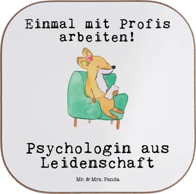 Produktbild von Mr. & Mrs. Panda Untersetzer für Gläser Psychologin Leidenschaft - Weiß - Geschenk, Tischuntersetzer, gläseruntersetzer, Holzuntersetzer, Coaster