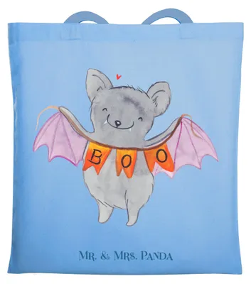 Produktbild von Mr. & Mrs. Panda Schultasche Fledermaus Boo - Sky Blue - Geschenk, Shopping Tasche, Tote Bag, Dekoration, Jutebeutel, Laptoptasche, Uni