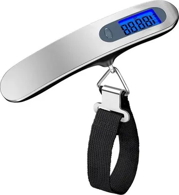 Produktbild von Digitale Kofferwaage 50kg silber/schwarz mit Hintergrundbeleuchtung