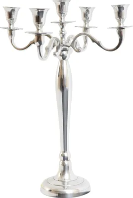 Produktbild von Deko Kerzenständer Kerzenhalter 5 armig poliertes Aluminium silber Höhe 40,5 cm