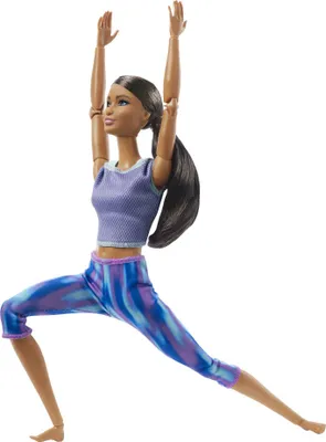 Produktbild von Barbie Made to Move Puppe (Afro-Style) im lila Yoga Outfit