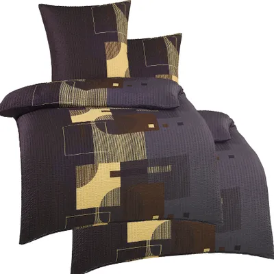 A set of bedding with a geometric pattern.