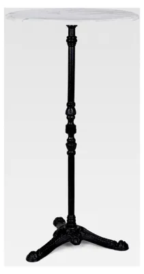 Produktbild von Patras Taverna - Bistrotisch mit dekorativer Zierkante, Stehtisch mit gusseisernem Standfuß, Bartisch für Innen- und Außenbereich, wasserfest, frostsicher, Ø 60cm, 110cm Höhe, weiß