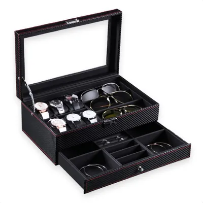 Produktbild von Confibel Luxus-Uhrenbox – Schmuck-/Brillenbox – Sonnenbrillen-Aufbewahrungsbox – Herren/Herren – Schwarz
