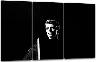 Produktbild von Leinwandbild 3-teilig (120x80cm): David Bowie, echter Holz-Keilrahmen inkl. Aufhänger, handgefertigt in Deutschland