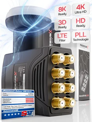 Produktbild von PremiumX Deluxe Octo LNB Signalumsetzer digital SAT-Empfang HD UHD 4K