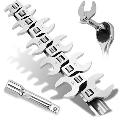 Imagen del producto de Juego de llaves de vaso métricas, de 11 piezas, de 10 a 19 mm, llave dinamométrica de 3/8 de pulgada, para trabajos de precisión