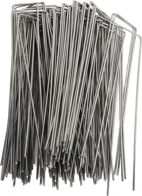 Obrázek produktu pro 100Pcs U Tvarované zahradní kolíky Pozinkovaná ocel Krajina kolíky kolíky pro plevel bariéra Sod Fabric dekorace drsnost 2,5 mm/0,10 palce