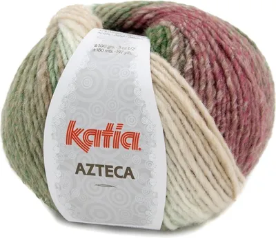 Image de Katia Azteca 7875 Écru/Vert/Rose/Marron - Fil à tricoter