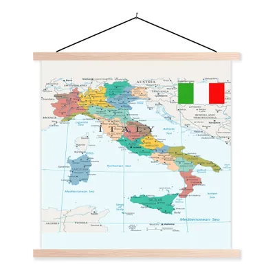Obrázek produktu pro MuchoWow® Textilní plakát - Mapa Itálie - 120x120cm - S hnědými lamelami