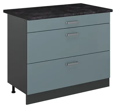 Produktbild von Küchenunterschrank Vicco R-Line Blau-Grau/Anthrazit 100 cm Arbeitsplatte Anthrazit, Model 71583