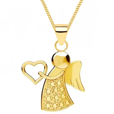 Schutzengel Halskette in Gelbgold für Damen I Goldkette 45cm