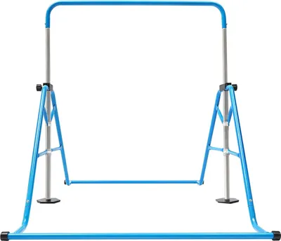 Obrázek produktu pro Dětská hrazda na gymnastiku – výškově nastavitelná horizontální hrazda – pro domácí použití/domácí posilovnu – trénink rovnováhy a paží – modrá