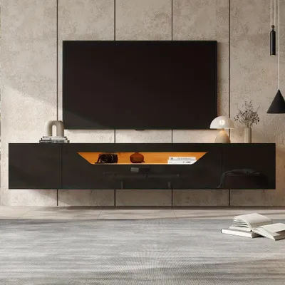 Immagine prodotto di Mobile TV – Mobile console multimediale – Colore: nero opaco – Adatta per televisori fino a 75 pollici – Lunghezza extra: 180 cm