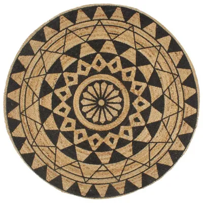 Immagine prodotto di Tappeto da esterno rotondo, intrecciato in juta, colore nero, diametro 90 cm