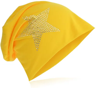 Produktbild von Beanie Muetze Strass Stern Gelb