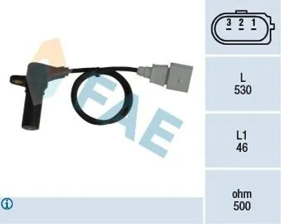 Produktbild von FAE 79063 Kurbelwellensensor Impulsgeber für VW Golf IV Schrägheck (1J1) 530mm