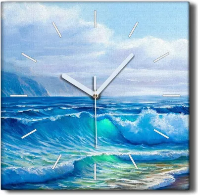 Produktbild von Coloray Hodiny Unikátní 30x30 cm  Tiché hodiny Pro obývací pokoj a kuchyň Nástěnné hodiny Plátno Černé ručičky hodin - Oceánské mraky