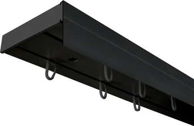 Produktbild von SN Deco - Vorhangschiene SH Set, 2-läufig schwarz 150 cm, vorgebohrt, m. Blende, schwarz, 5 cm, Komplettes Zubehör und Röllchen