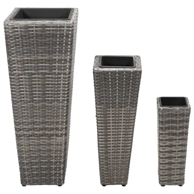 Immagine prodotto di Letti Rialzati da Giardino 3 pz in Polyrattan Grigio