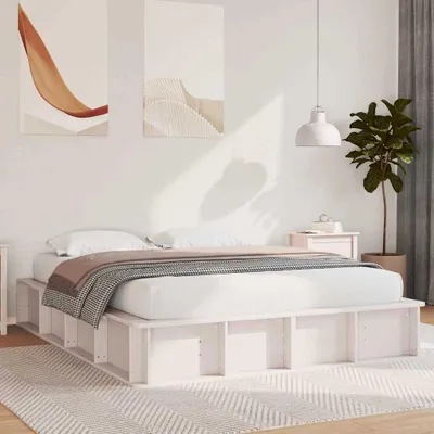 Produktbild von Maison Exclusive - Bettrahmen Weiß 150 x 200 cm Massives Kiefernholz