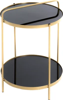 Produktbild von HAKU Beistelltisch gold, schwarz - Metall, Sicherheitsglas 5 mm, B/H/T: 38x51x38 cm