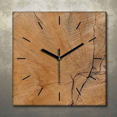 Produktbild von Wohnzimmer Leinwand Uhr Geräuschlos Küche 30x30 Baum, Holz, Motive, Textur, schwarze Zeiger
