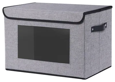 Immagine prodotto di Elzusha - Contenitore grigio con coperchio, dimensioni 33 x 23 x 20 cm