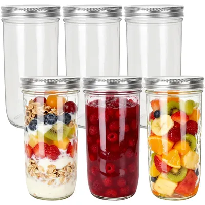 Image de Omgoods - Ensemble de 6 bocaux en verre avec couvercle pour le stockage des aliments
