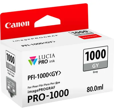 Produktbild von Canon PFI-1000GY Tinte Grau, Grau, Tinte auf Pigmentbasis, 80 ml, 1465 Seiten