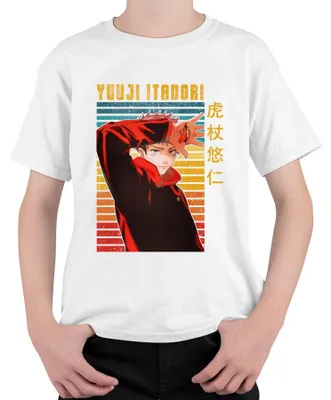 Productafbeelding van Yuji Itadori Jujutsu Kaisen Anime Manga Fan Cadeau Retro Uni Kinder T-shirt, Wit, Maat 116