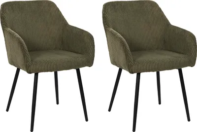 Image de Lot de 2 Fauteuils - HOME DECO FACTORY - Scott - Côtelé - Vert