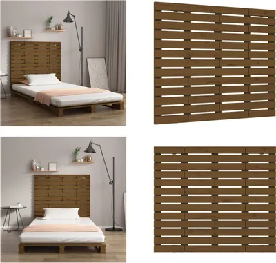 Produktbild von vidaXL Wand Kopfteil Honigbraun 106x3x91,5 cm Massivholz Kiefer - Wand-Kopfteil - Wand-Kopfteile - Kopfteil - Bett-Kopfteil