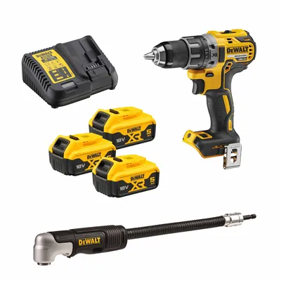 Produktbild von DeWALT Akku-Bohrschrauber-Set DCD791P3A-QW, Akkuschrauber-Set inkl. Akkus und Zubehör - 18V 5 Ah