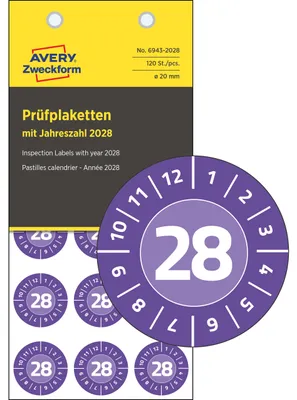 Obrázek produktu pro Kontrolní štítky 2027, vinyl, 20 mm, 120 kusů