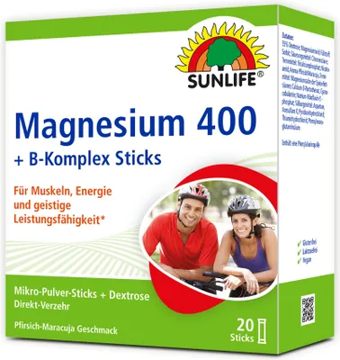 Produktbild von Sunlife Magnesium 400 + B-Komplex Sticks 20Stück