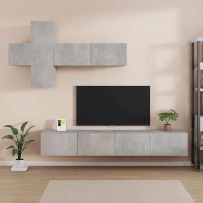 Produktbild von Möbel 7-tlg. TV-Schrank-Set Betongrau Holzwerkstoff - TV-Schränke 3114521