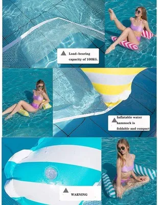 Produktbild von Aufblasbare Wasserhängematte, 4-in-1 Wasserhängematte, Lounge-Sessel, Schwimmbad, Lounge, Wasserhängematte, Luftmatratze, Schwimmbad, aufblasbare Hängematte für Erwachsene und Kinder