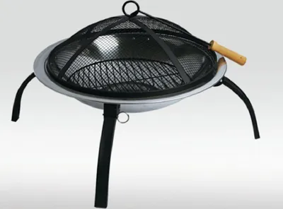 Produktbild von Defacto Feuerstelle Edelstahl Ø 55cm (aber Ø 58cm) Feuerhaken Funkenfluggitter Grillstelle Feuerschale Grillschale Feuerkorb Funkenhaube Gartenfeuer BBQ