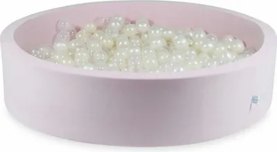 Produktbild von Bällebad 130x30 Samt weich hellrosa – Mit 600 Bällen / transparent, perlmutt, Meerjungfraueneffekt