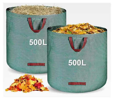 Produktbild von Stabiler Gartenabfallsack mit Griffen, faltbar und wasserdicht, für Gartenabfälle, Rasenschnitt und Unkraut (500L)