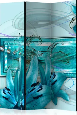Produktbild von Neuheit! Dekorativer Paravent Raumteiler Trennwand Foto-Paravent Spanische Wand XXL BLUMEN LILIEN ABSTRAKT 135x172 cm b-C-0728-z-b
