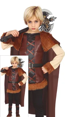 Produktbild von Wikinger Abenteuer Kinder Mantel Tunika Hose Kostüm Wikingergewand Karnevalskostüm Historisches Rollenspiel Faschingsparty Wikingerfest Outfit, Größe: 128/134 Farbe: Braun